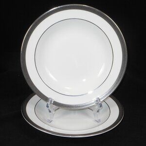 pair of rare bone china rimmed soup bowls. Wedgwood UK Metropolis 2000
